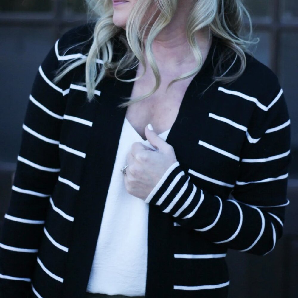 Express Striped Wide Placket Cardigan with Pockets - Excellent Condition!